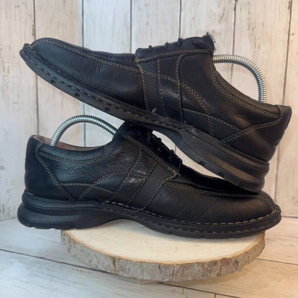 Clarks Mens Oxford Black Leather Lace Up Casual Shoes Size 8 M - Picture 6 of 8